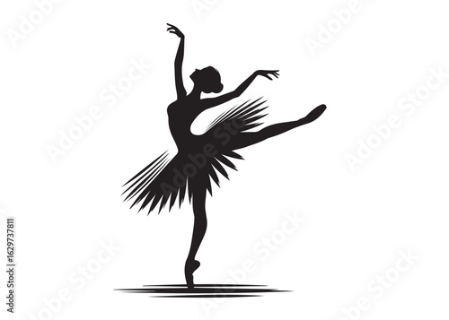 ballerina dancer logo silhouette vector design, ballet silhouette ballerina logo icon silhouette, ballerina female performance ballet pose logo silhouette logo vector silhouette on white background   