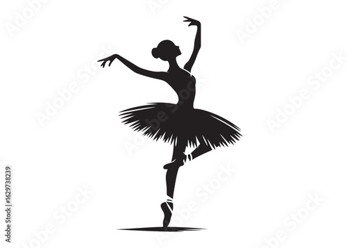 ballerina dancer logo silhouette vector design, ballet silhouette ballerina logo icon silhouette, ballerina female performance ballet pose logo silhouette logo vector silhouette on white background   