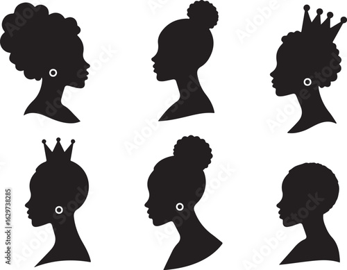 Diverse black women silhouettes celebrate beauty and culture with elegance