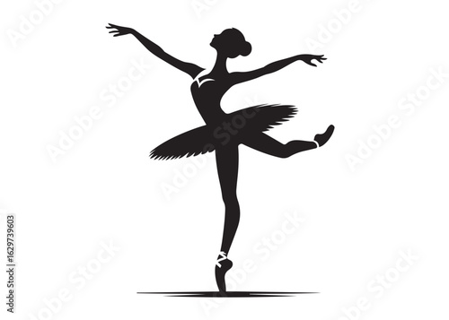 ballerina dancer logo silhouette vector design, ballet silhouette ballerina logo icon silhouette, ballerina female performance ballet pose logo silhouette logo vector silhouette on white background   