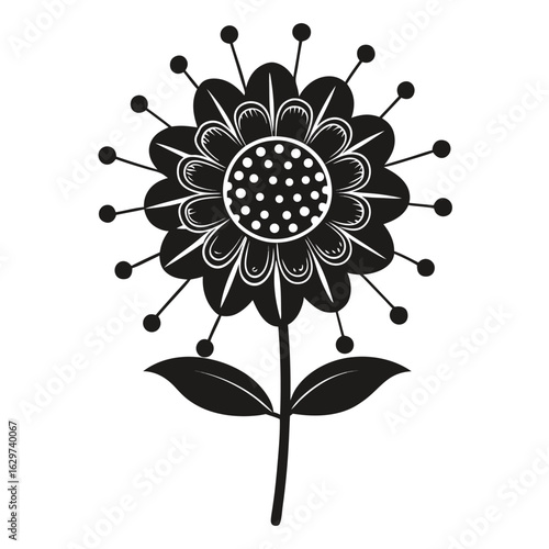  pincushion flower silhouette  vector illustration on white-background