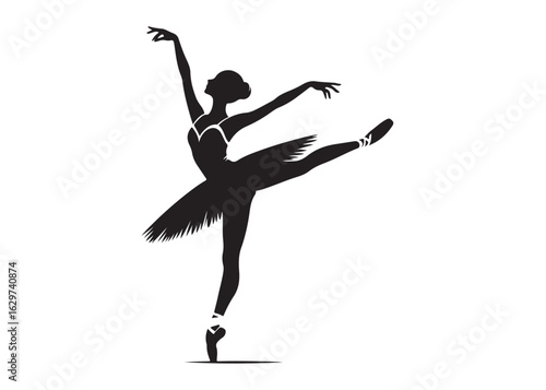 ballerina dancer logo silhouette vector design, ballet silhouette ballerina logo icon silhouette, ballerina female performance ballet pose logo silhouette logo vector silhouette on white background   