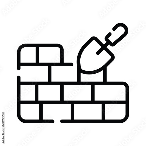 Get a glimpse of this linear style bricklaying scene icon