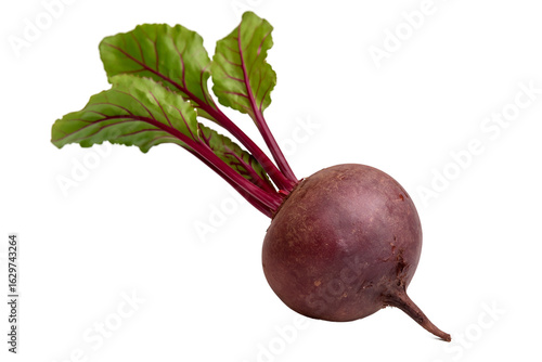 Quadro em tela Fresh organic beetroot with green leaves isolated on transparent background