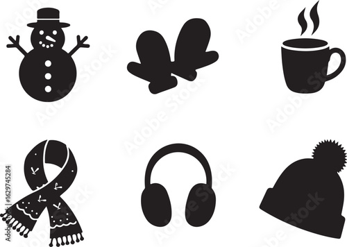 Charming winter icons create cozy holiday vibes for festive designs