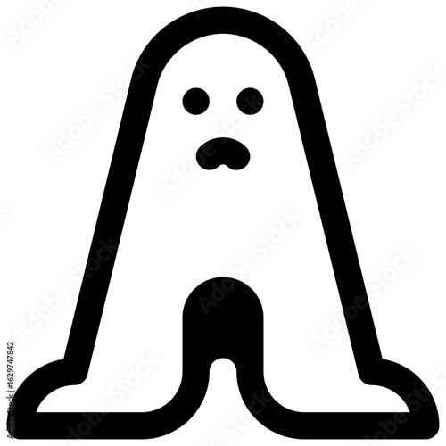 Ghost. Outlined stroke vector icon with black-filled details.