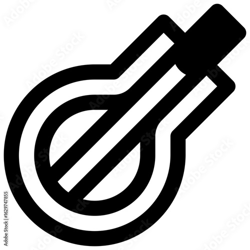 Mouth harp. Outlined stroke vector icon with black-filled details.