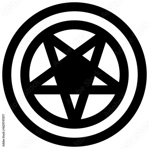 Pentagram. Outlined stroke vector icon with black-filled details.