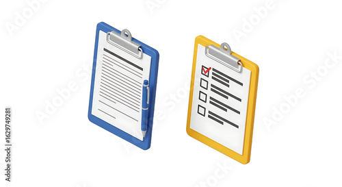 Two Colorful Clipboard Designs with Different Document Types.