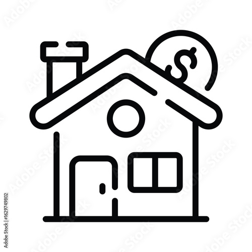 Check out this outline icon of home cost