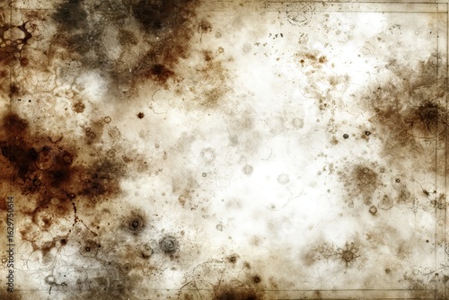 Aged, mottled, textured paper with brown stains and marks