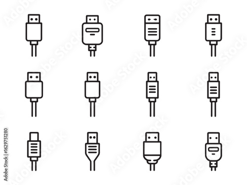 HDMI Cable line art seamless stream without interference