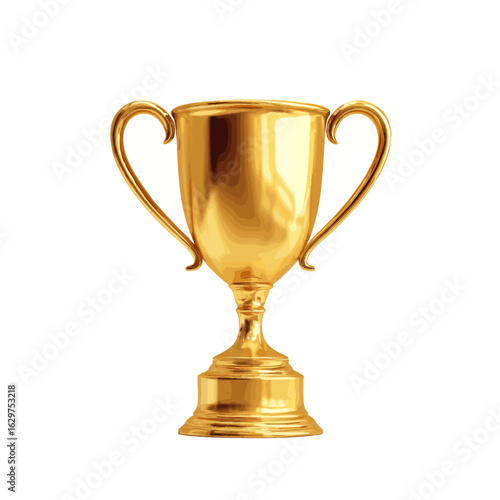 Shiny gold trophy cup award celebrating winner success and achievement