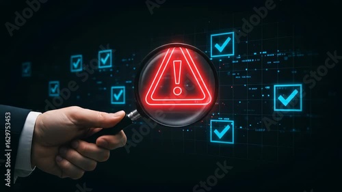 Risk Assessment: Identifying Security Vulnerabilities with Magnifying Glass - Cyber Security, Compliance, and Threat Detection Concept