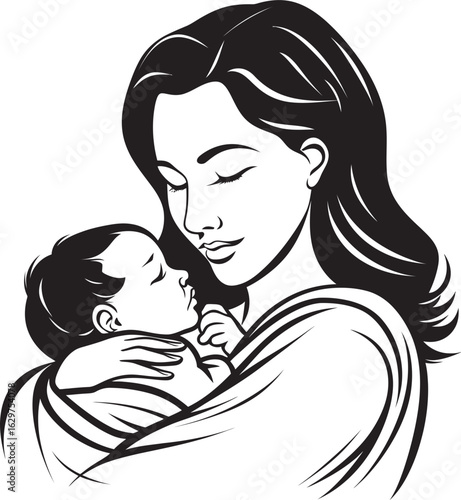 Warm Hug Mother and Child Design Stylish Mother and Baby Logo