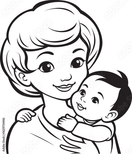 Mother’s Heart Baby in Arms Black Hug Mother and Child
