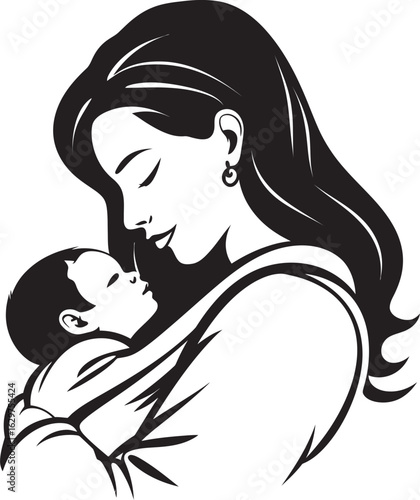 Stylish Mother Baby in Arms Mother’s Comfort Cradling Baby
