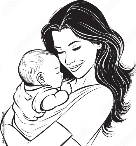 Stylish Cradle Mother and Child Warm Love Mother Holding Infant