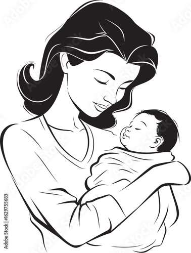 Simple Silhouette Maternal Embrace Soft Hug Mother’s Love