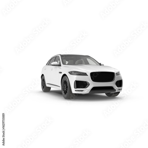Premium Midsize SUV White Simplified isolated on transparent background
