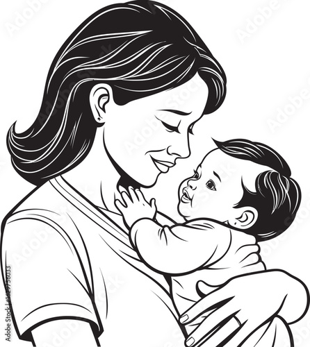 Stylish Cradle Mother Holding Child Warm Embrace Mother with Baby