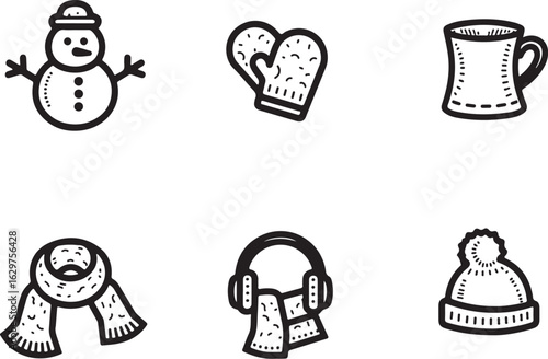 Charming winter icons for festive holiday designs