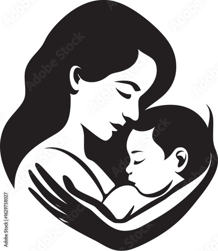 Graceful Silhouette Mother’s Love Tender Mother Holding Her Baby