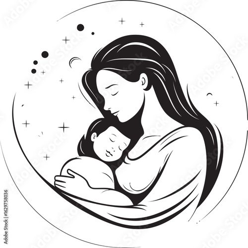 Protective Arms Mother and Child Modern Hug Mother Holding Baby