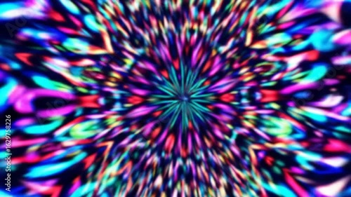 Abstract kaleidoscope pattern video with colorful psychedelic effects for background