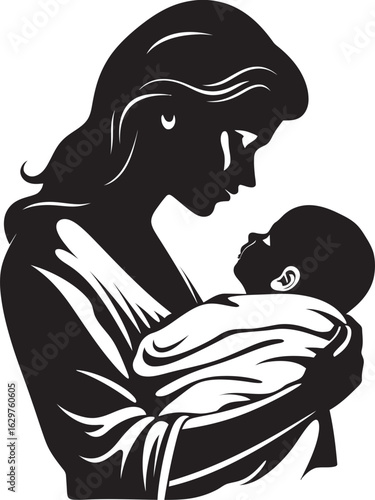 Modern Mother and Baby Together Protective Hold Mother Holding Child