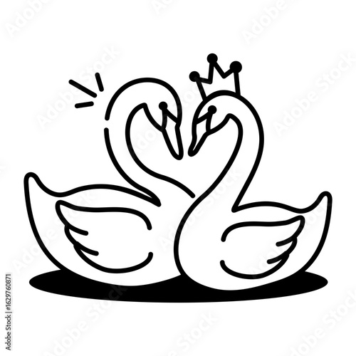 A sketchy style icon depicting swan pair
