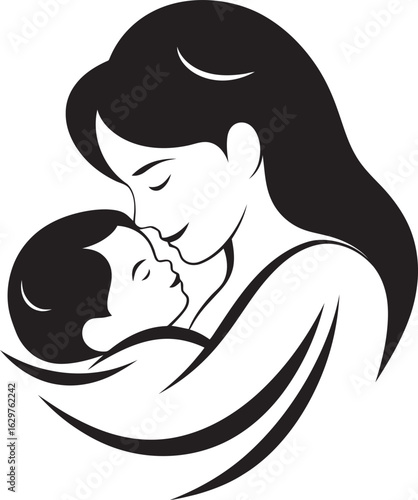 Protective Arms Mother Hugging Infant Elegant Mother Holding Her Little One Logo