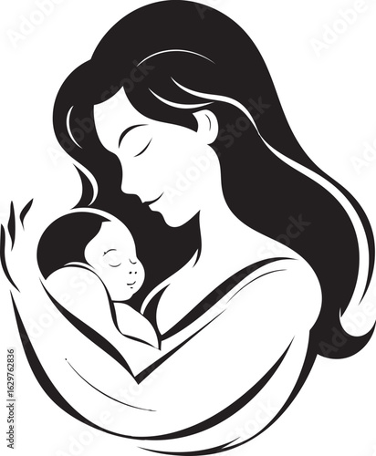 Soft Mother Holding Newborn Vector Icon Loving Embrace of Mother and Child