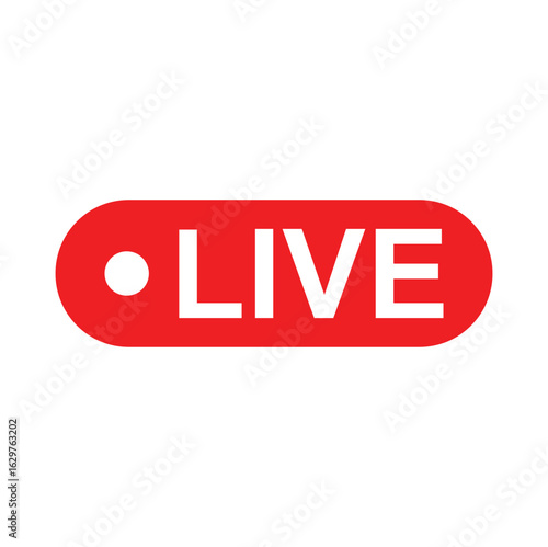  red live streaming button vector icon isolated on white background