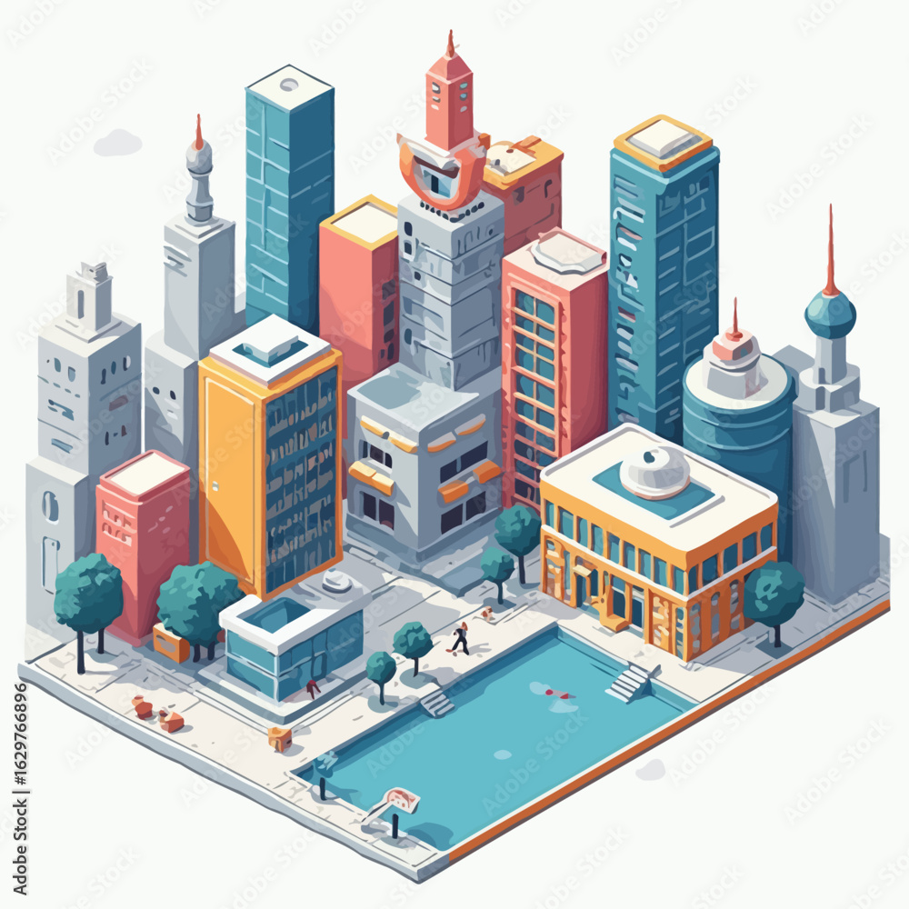 Naklejka premium 3D Mini Town Design Very Cool