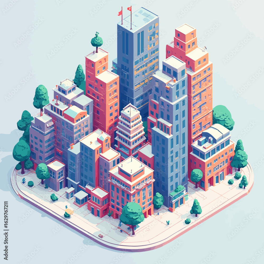 Fototapeta premium 3D Mini Town Design Very Cool