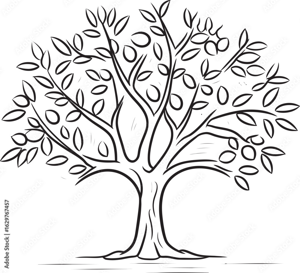 Obraz premium Minimal Olive Tree Vector Black Silhouette Olive Tree Black Vector Logo with Branch Silhouette