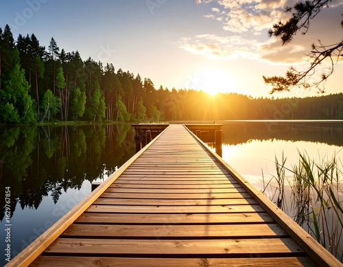Serene Lakeside Sunset