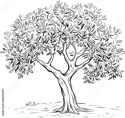 Olive Tree Black Silhouette Vector Logo Olive Tree Vector Black Logo with Leaf Detail