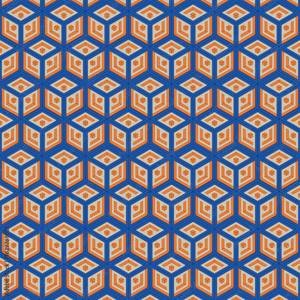 Fototapeta premium AESTHETIC HEXAGON ABSTRACT PATTERN DESIGN 2 COLORS RED & ORANGE