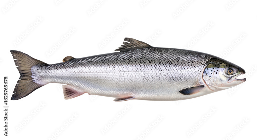 Obraz premium A whole salmon fish isolated on a transparent background