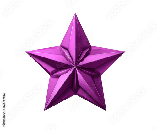 3D, vibrant purple star, geometric design