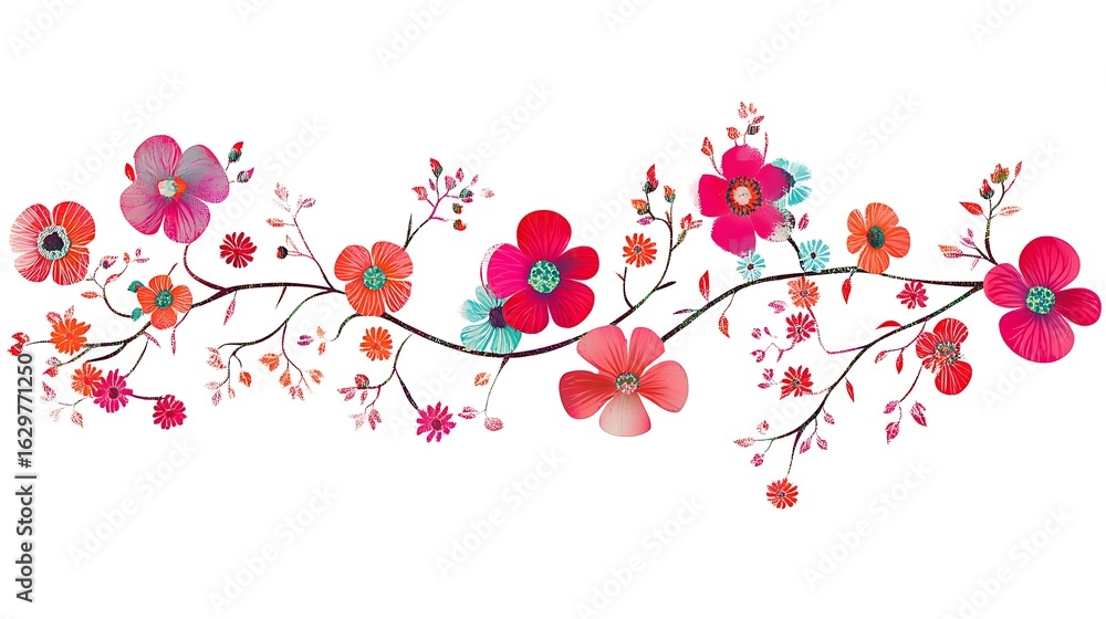 Naklejka premium Vibrant floral design artistic display digital artwork colorful palette aesthetic appeal