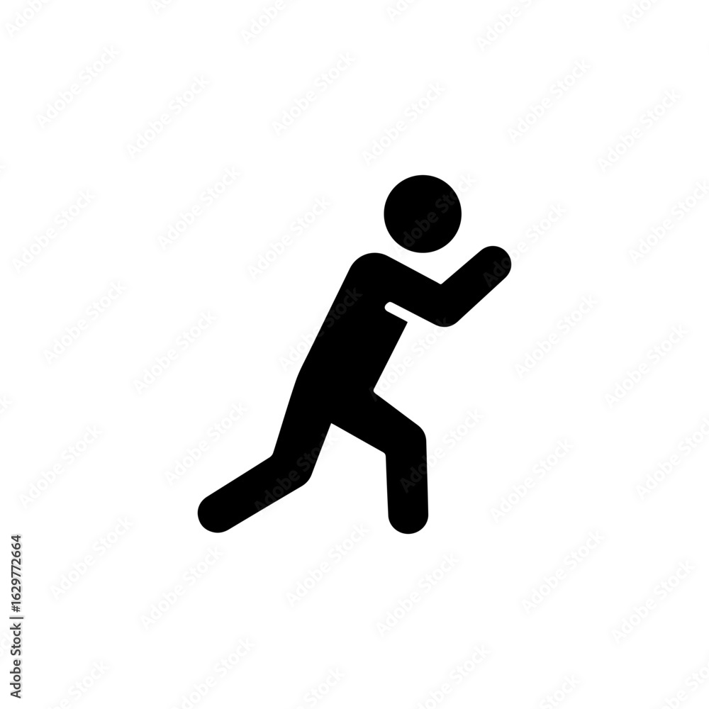 Dynamic Black Silhouette of a Running Figure in Action, Isolated Design. Dynamic Black Silhouette of a Running Figure in Action, Isolated Design.
