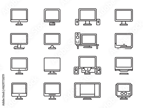 Monitor line art style used in digital media