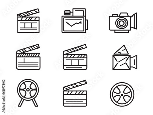 Movie Clapperboard Line Art Creative Film Icon Design
