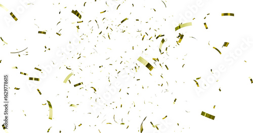 Colorful Golden Confetti against a White Background Tranparent BG Confeti. Golden confetti falling against a isolated background creating a festive and celebratory scene. 3d Rendering