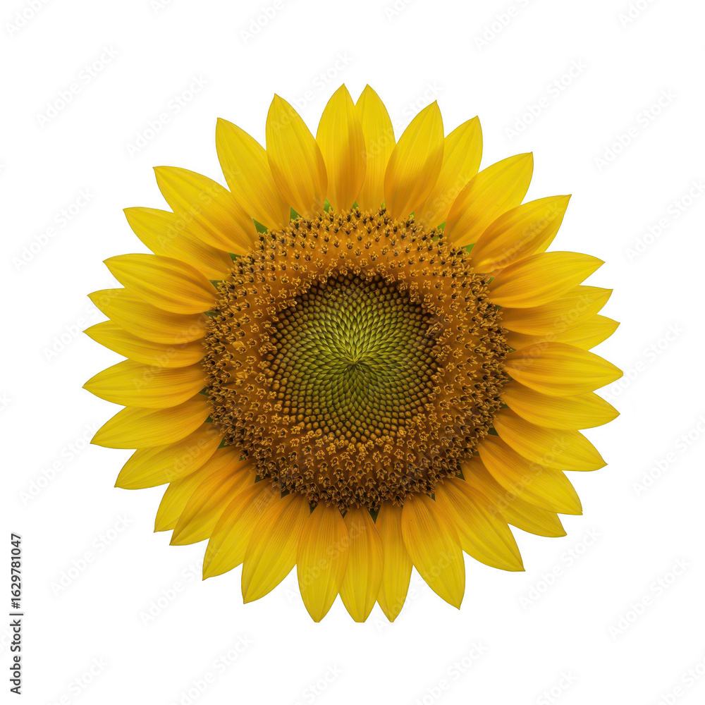 Fototapeta premium Bright yellow sunflower in full bloom isolated on transparent background