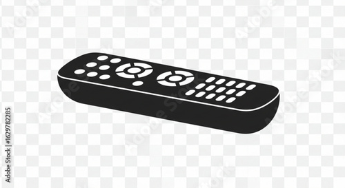 Illustration of a black remote control with multiple buttons on a transparent background vreated with genrated ai