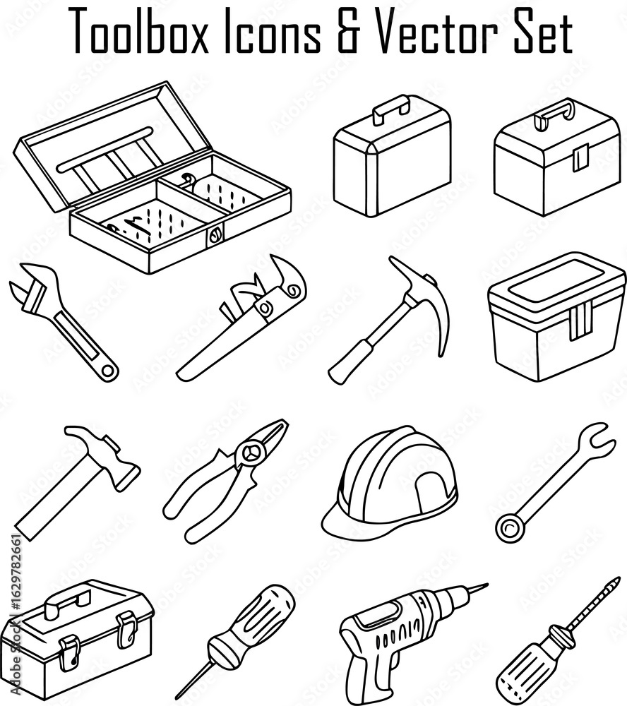 Obraz premium Toolbox Icons & vector Set